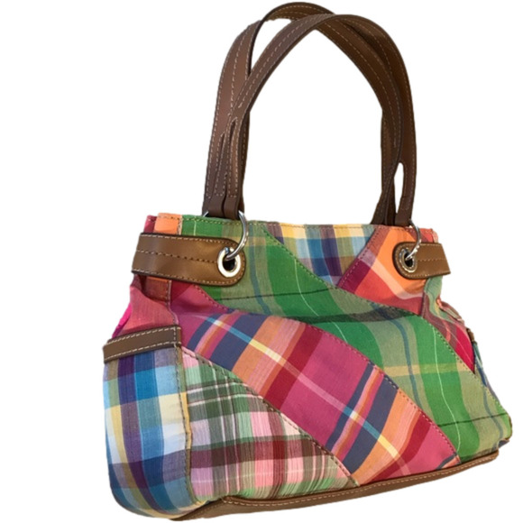 Kim Rogers Colorful Patchwork Canvas Satchel Shoulder Bag Handbag Purse - Picture 9 of 9